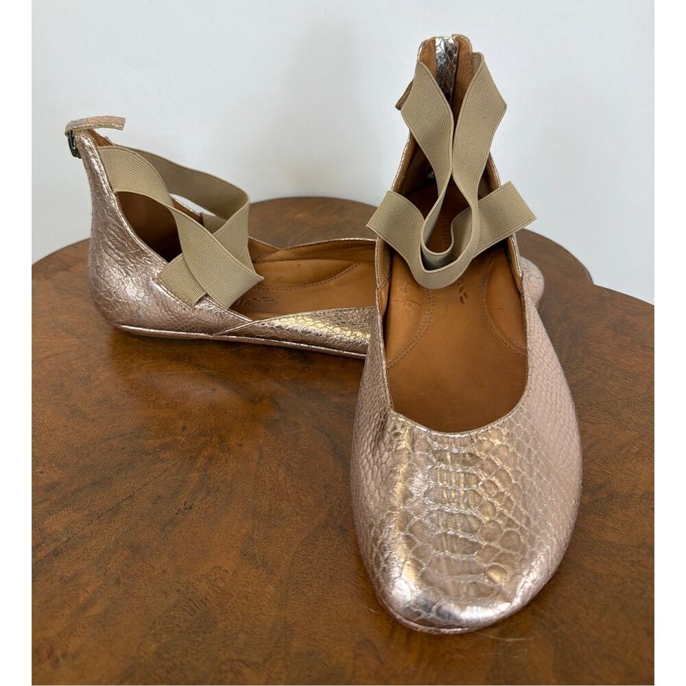 Kenneth Cole Rose Gold Elastic Strap Heel Zip Gladiator Flats 10